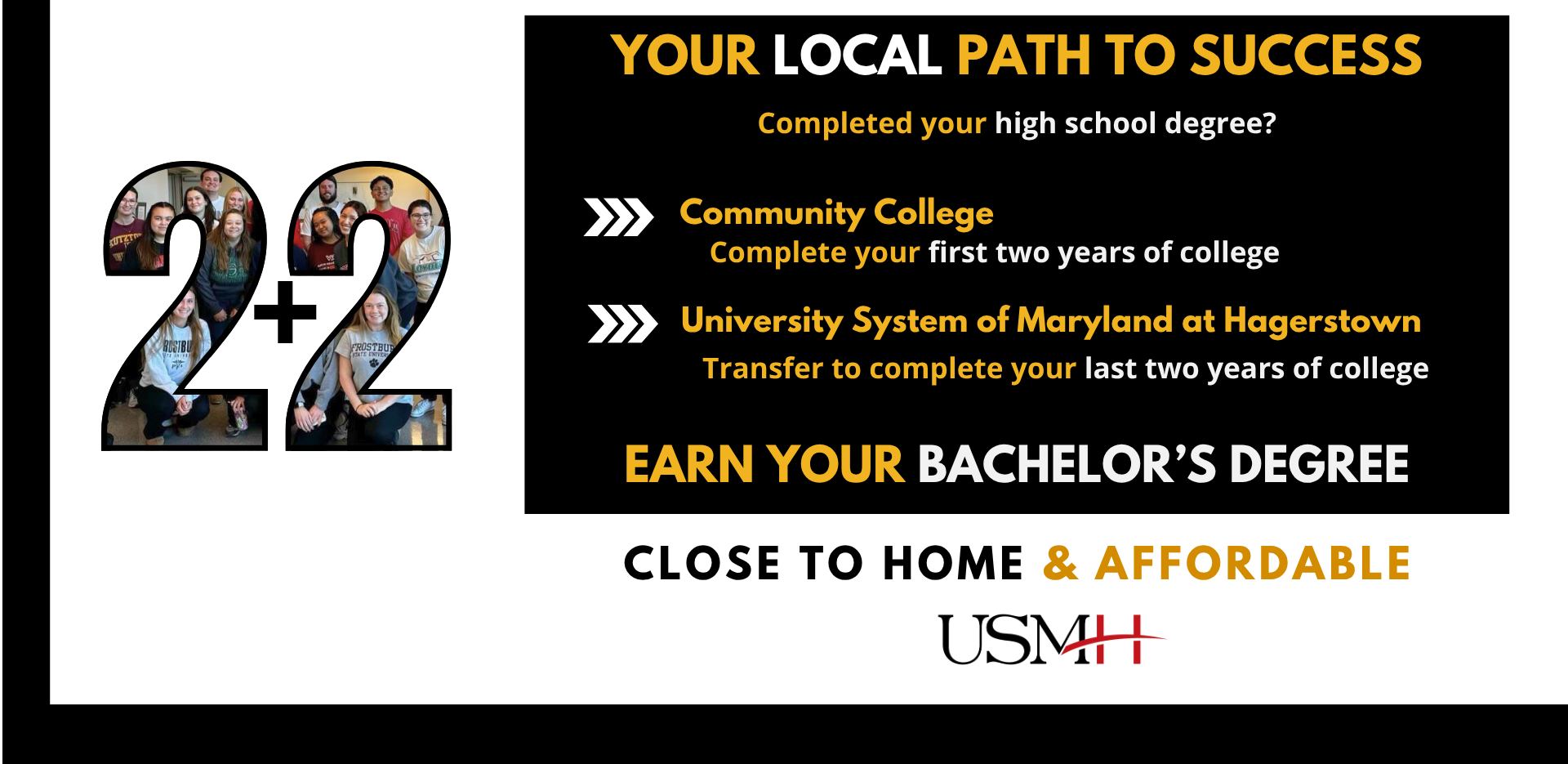 2+2 graphic with local path to success