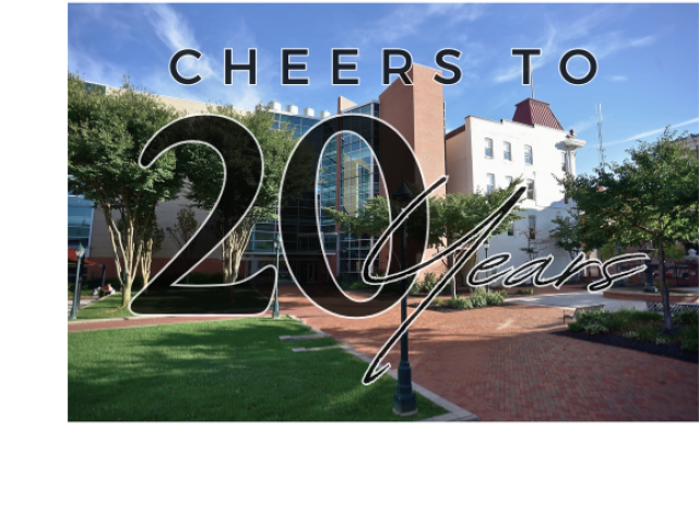 USMH building with "Cheers to 20 Years" writing