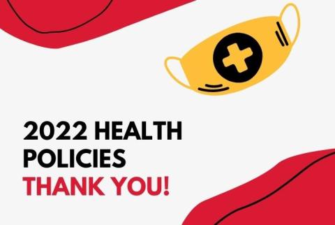 2022 Health policies - thank you - with picture of a mask